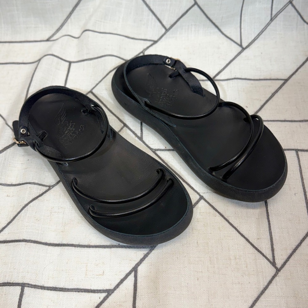 Ancient Greek‎ Sandals Charys Comfort Sandals 36 Black Leather Strappy Platform